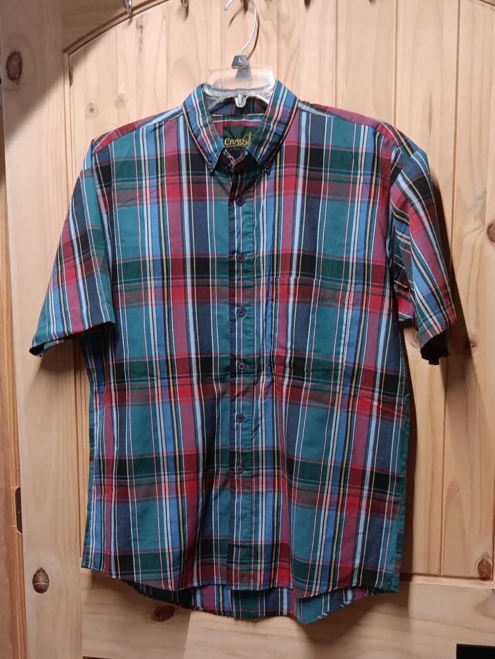 Crossbow Men's Short-Sleeve Plaid Button-Down Shirt EUC